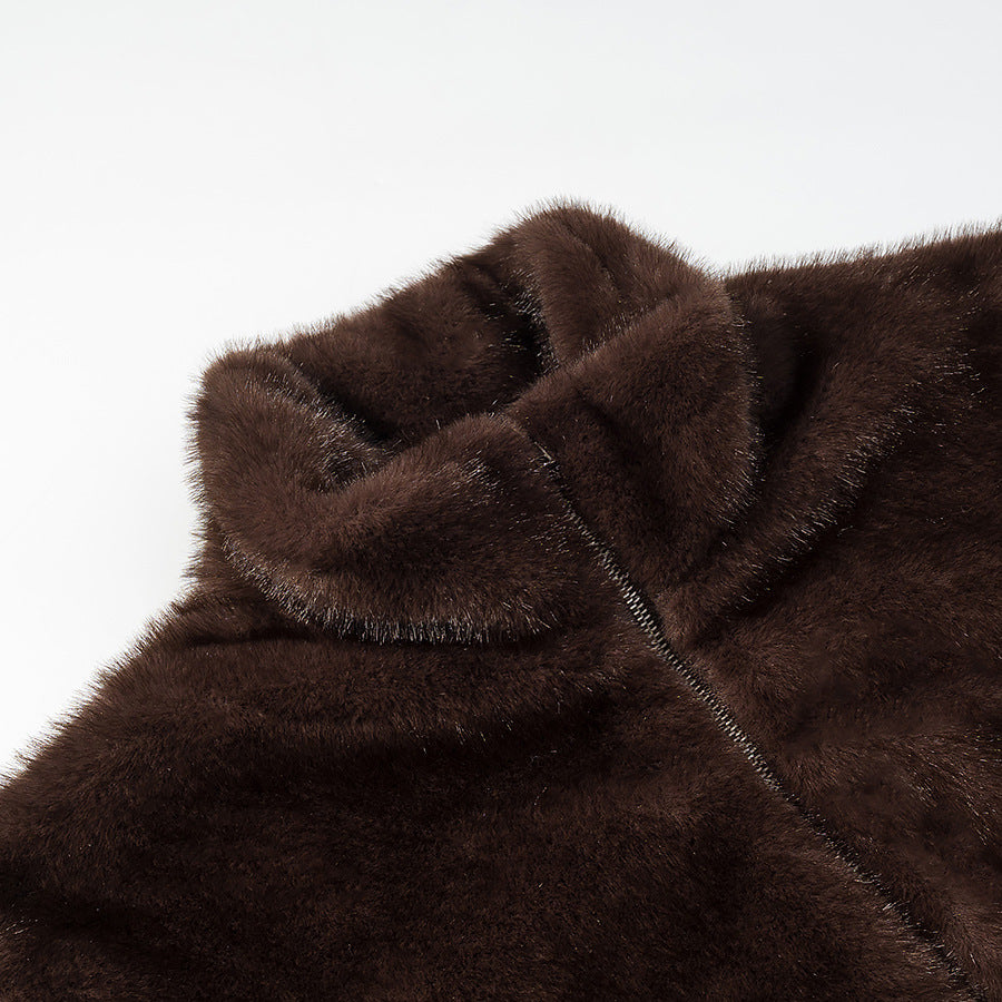 Damen Oversize Teddy-Fleece-Pullover mit halbem Reißverschluss und großer Klappentasche Drune
