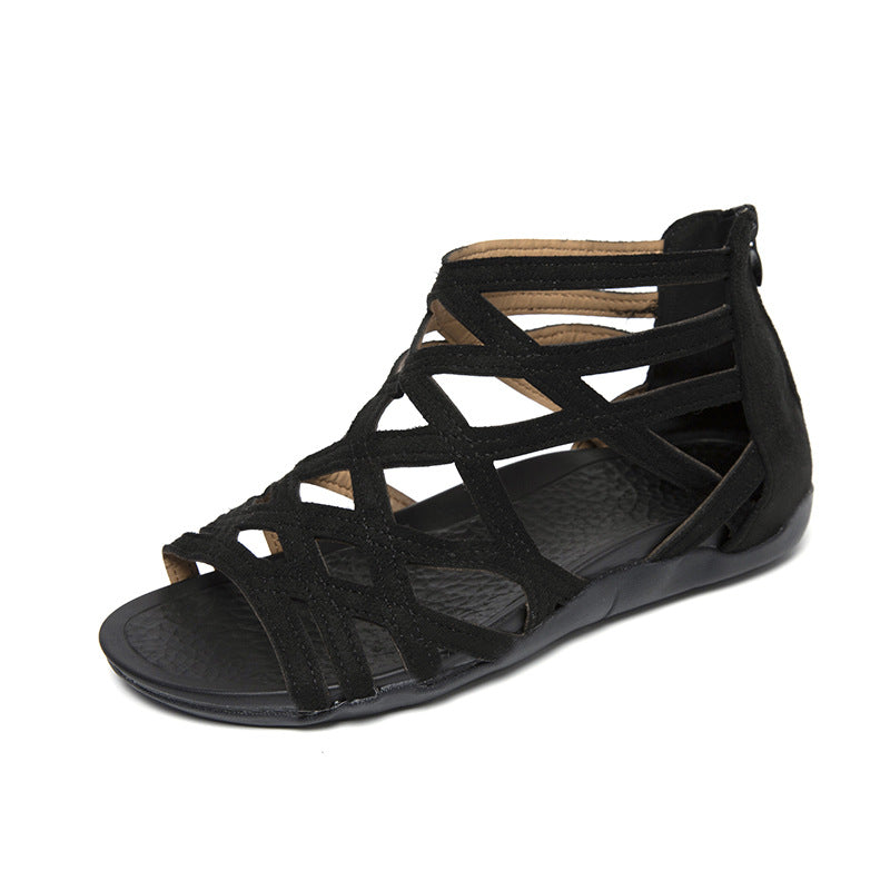 Damen  Riemchen-Sandalen mit geflochtenem Gitterdesign, gepolstertem Komfortfußbett und praktischem Fersenreißverschluss Drune