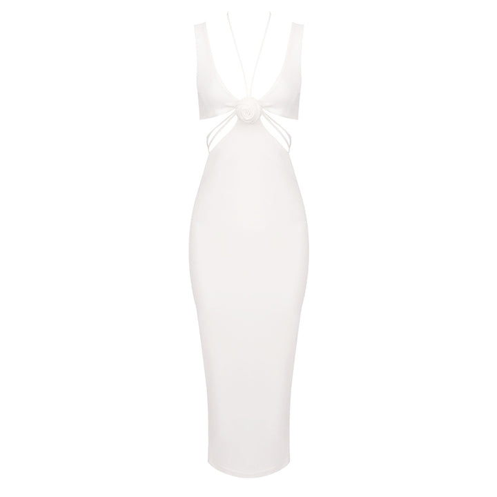 Damen figurbetontes Maxikleid mit verspieltem Design und raffinierten Trägerdetails Drune