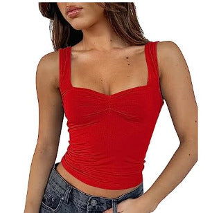 Damen Crop-Top mit gerafftem Detail und quadratischem Ausschnitt Drune