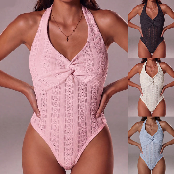 Damen Neckholder-Body aus Häkelstrick mit Twist-Detail Drune