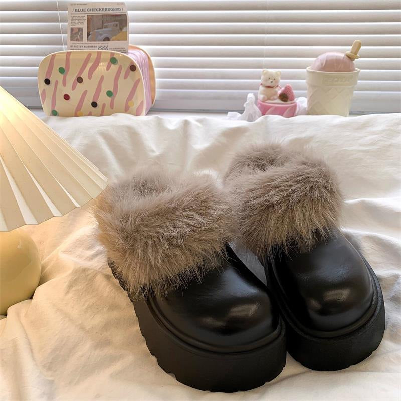 Damen Flauschige Clogs mit hochwertigem Kunstfell und robuster Sohle Drune