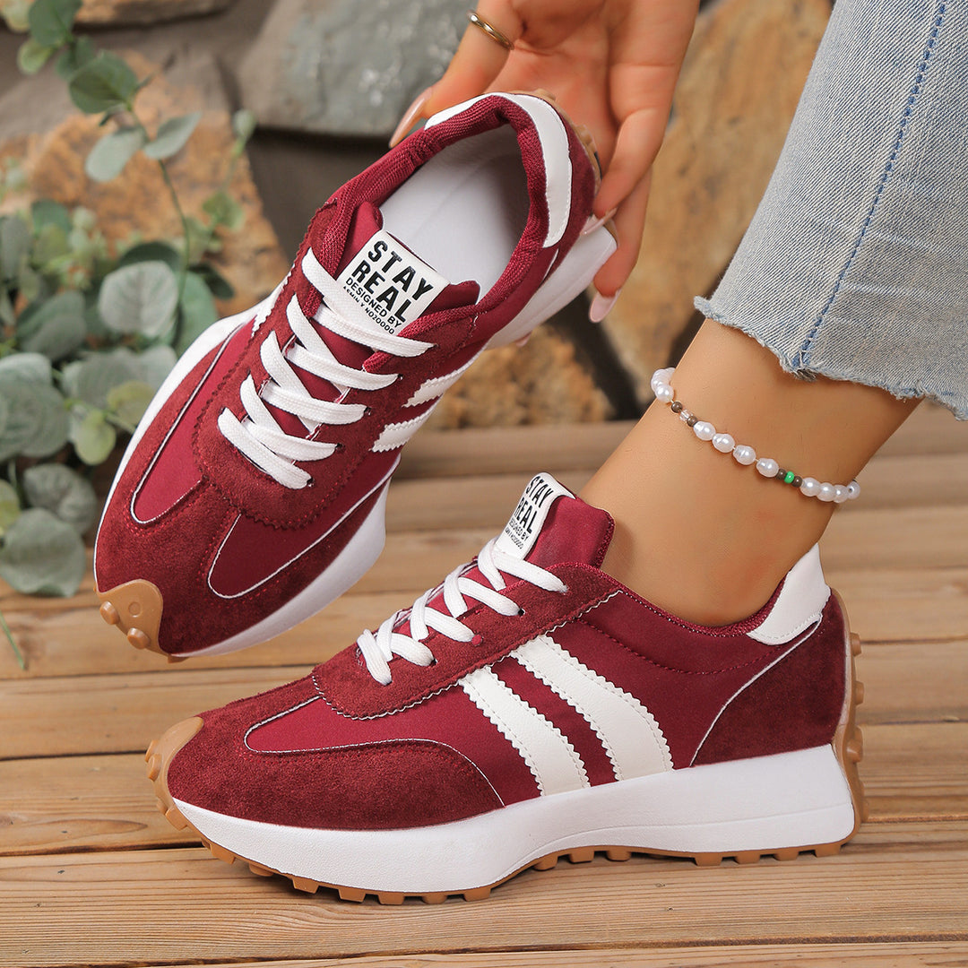 Damen Retro-Plateau-Sneaker mit Velours- und Mesh-Mix Drune