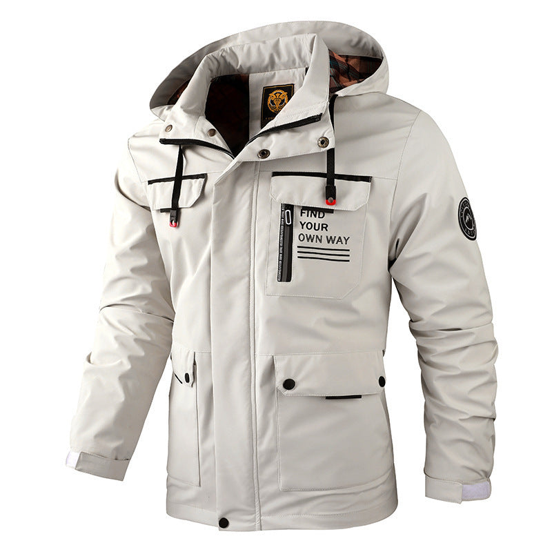 Herren nan urbaner Softshell-Parka mit Kapuze, verdecktem Zweiwege-Reißverschluss und Ärmeltasche Drune