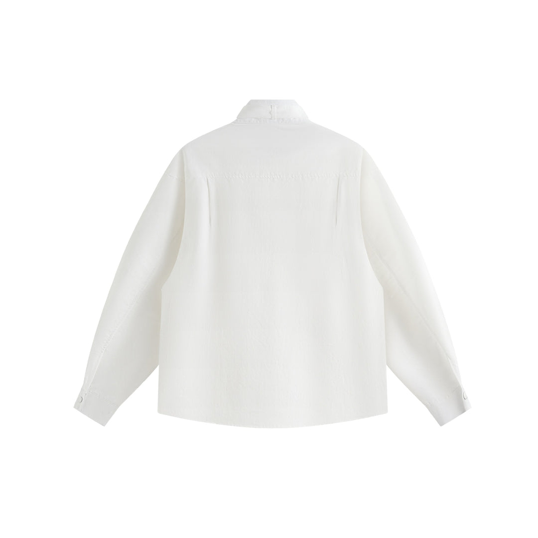 Unisex Oversize-Hemdjacke mit Stehkragen und Druckknopf-Front Drune