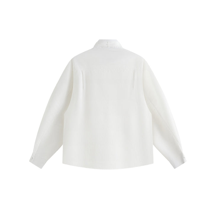Unisex Oversize-Hemdjacke mit Stehkragen und Druckknopf-Front Drune