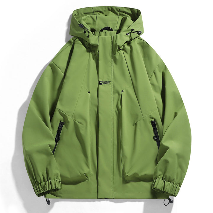 Herren wind- und wasserabweisende Kapuzenblouson mit ergonomischen Nähten, verstellbarem Saum und sicheren Reißverschlusstaschen Drune