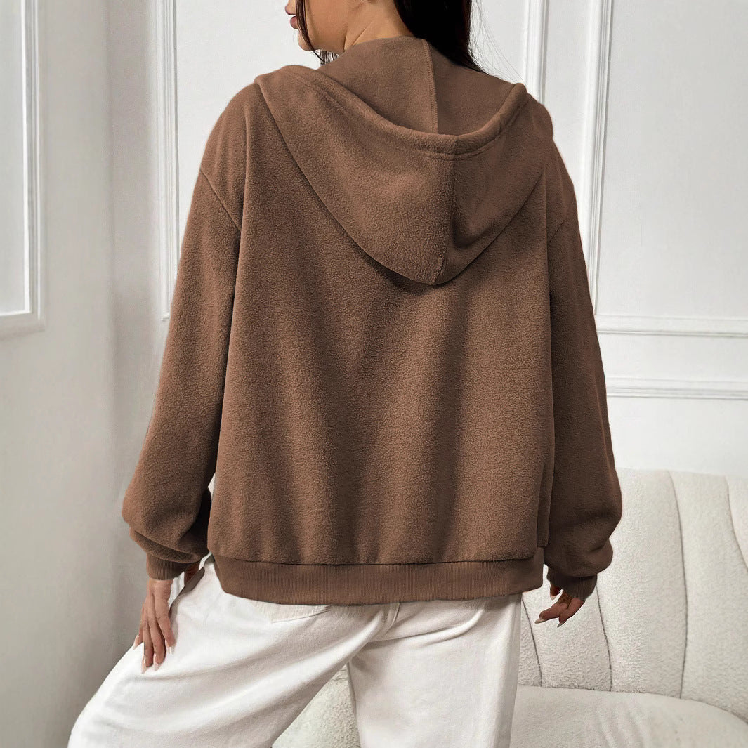 Damen Fleecejacke mit kapuze und praktischen Taschen Drune