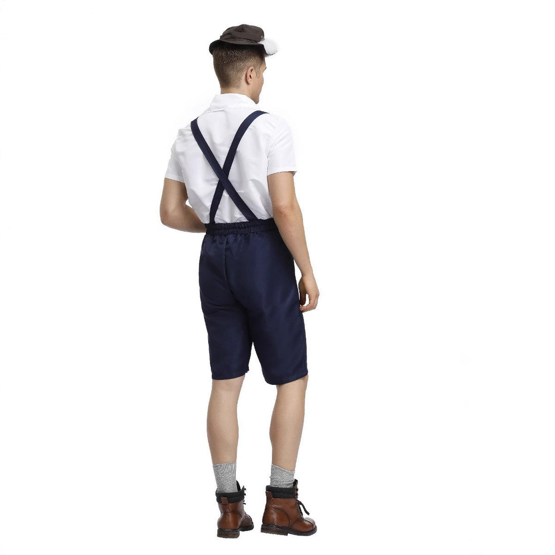 Herren nan traditionelle Oktoberfest Lederhose kurz mit verstellbaren Trägern und Zierstickerei Drune