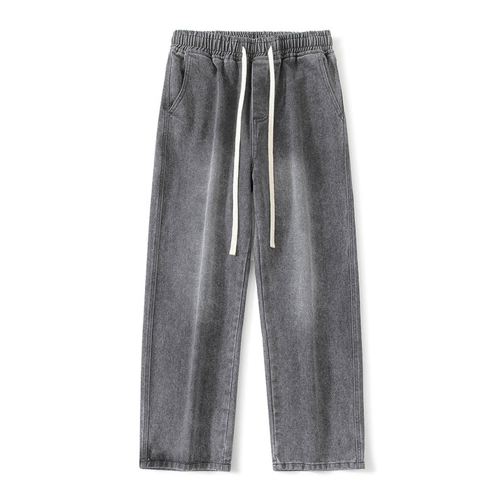 Herren Weite Denim-Jogginghose mit elastischem Bund und langen Tunnelzugbändern Drune
