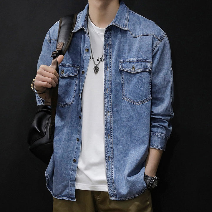 Herren lässige Denim-Hemdjacke mit praktischen Brusttaschen und modernem Schnitt Drune