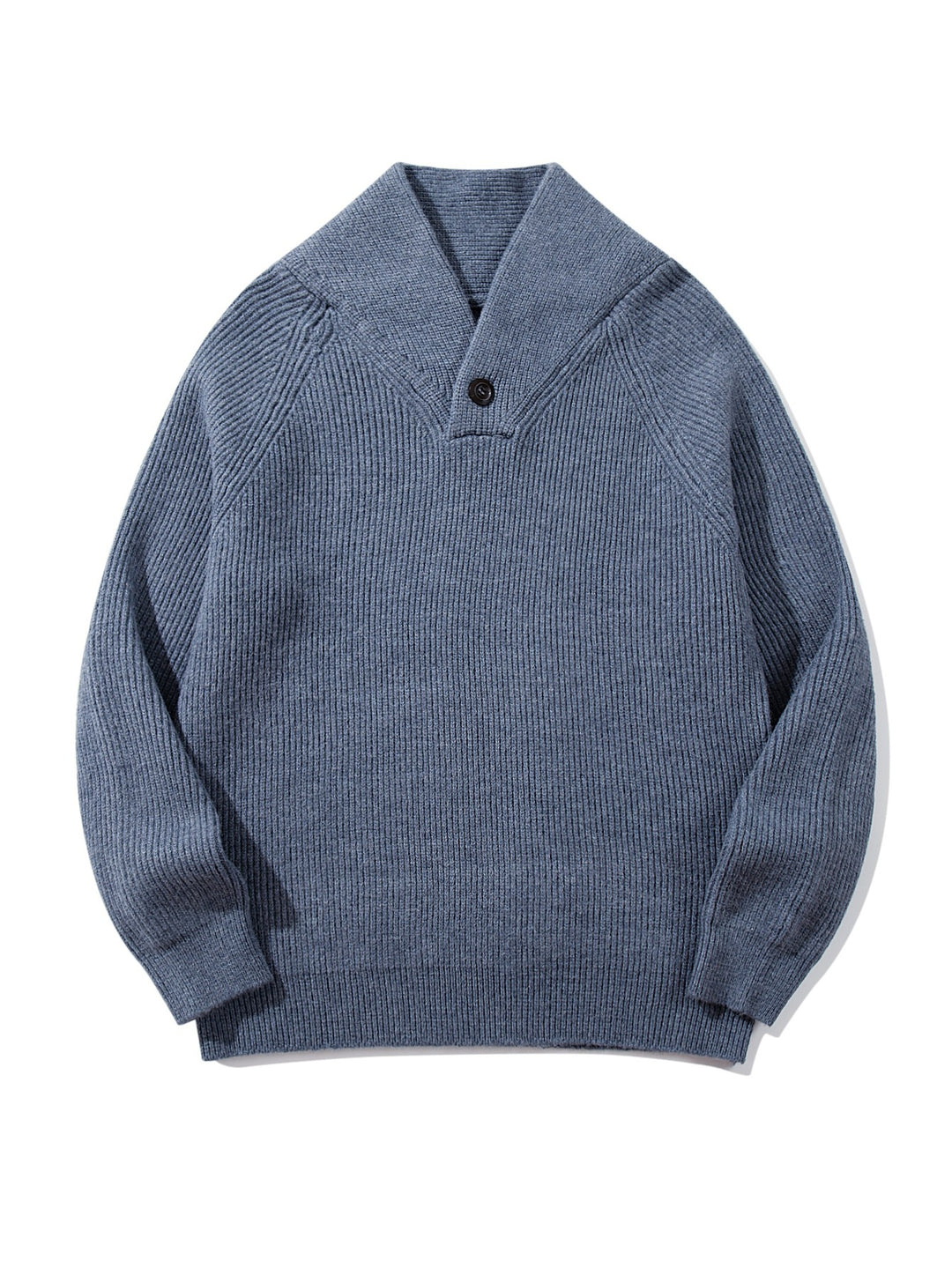 Unisex Gerippter Shawlkragen-Pullover mit Ein-Knopf-Detail Drune