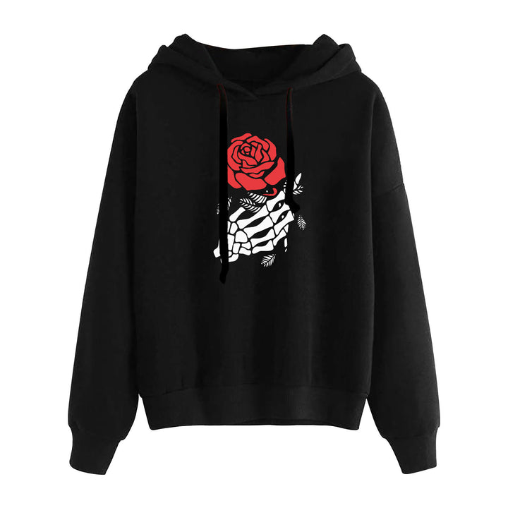 Damen nan lässiger Oversize Kapuzenpullover mit Herz‑und‑Pfotenprint, Kordelzug und gerippten Bündchen Drune