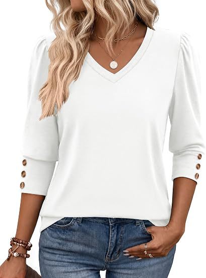 Damen Leopardenmuster V‑Neck Bluse mit 3/4-Ärmeln und geraffter Vorderpartie Drune