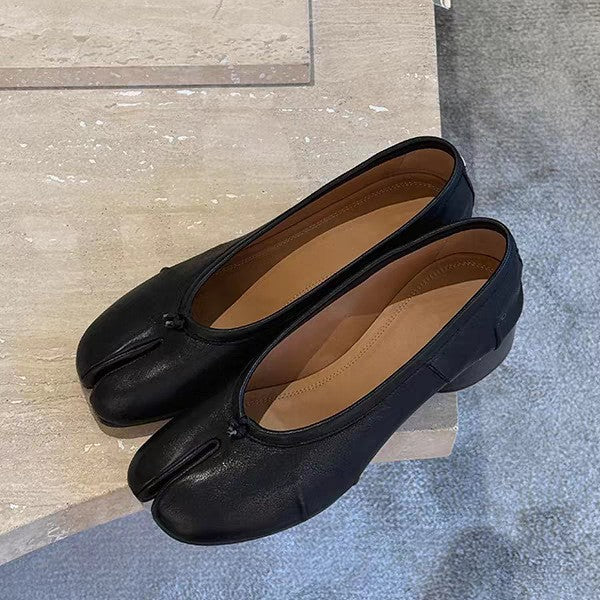 Damen Ballerinas mit spezieller Zehenöffnung und komfortablem Blockabsatz Drune