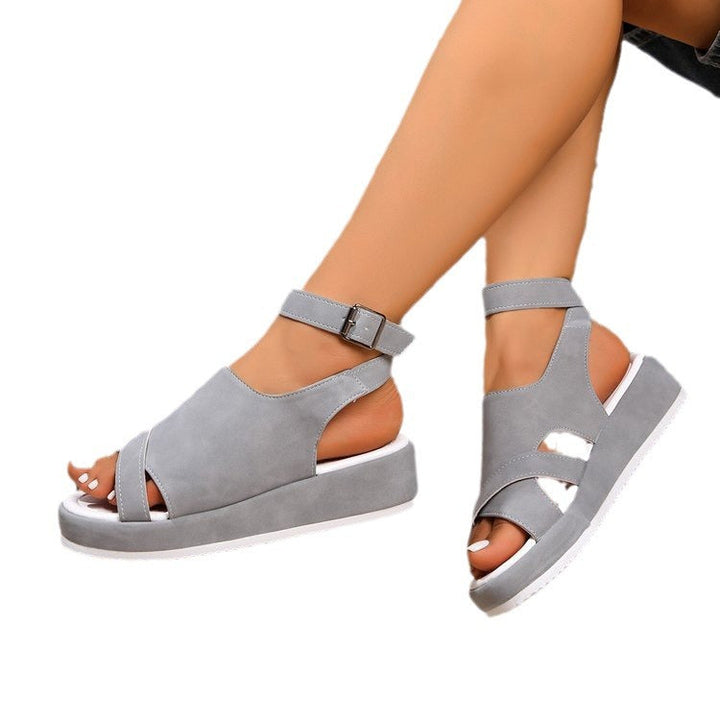 Damen Komfortable Wedge-Sandaletten mit doppeltem Riemendesign Drune