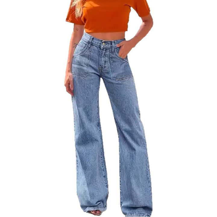Damen weit geschnittene Jeans mit fransigem Saum Drune