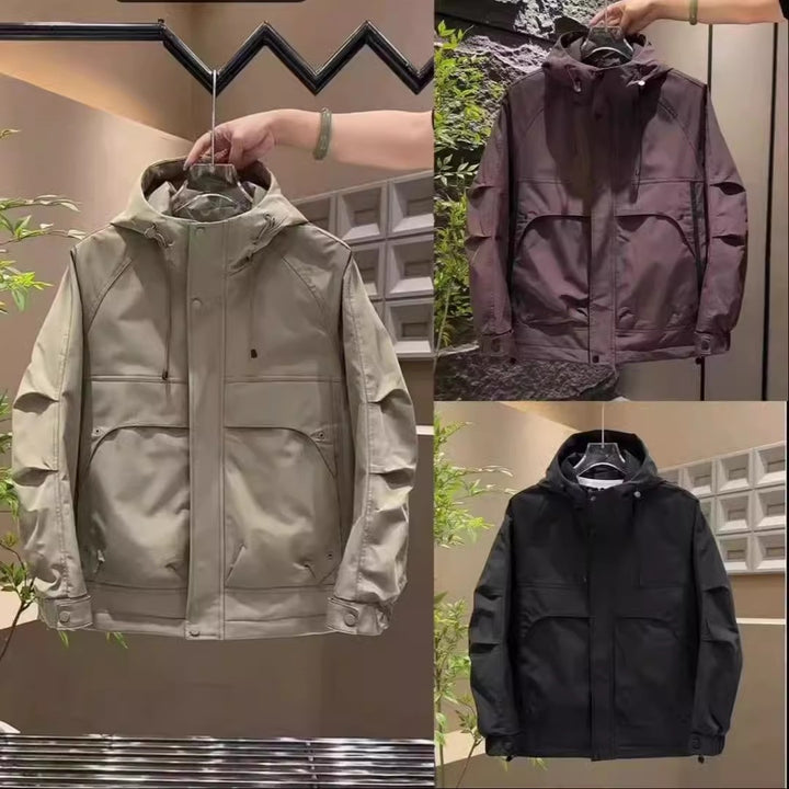 Herren Modische Freizeitjacke mit Kapuze Drune