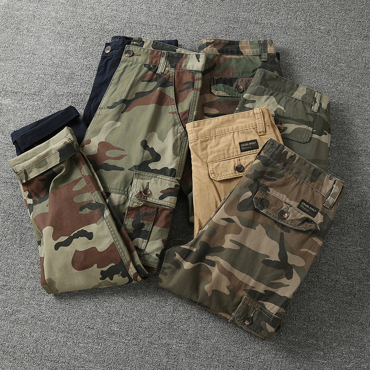 Herren Cargohose mit taktischem Tarnmuster und mehreren Klappentaschen Drune