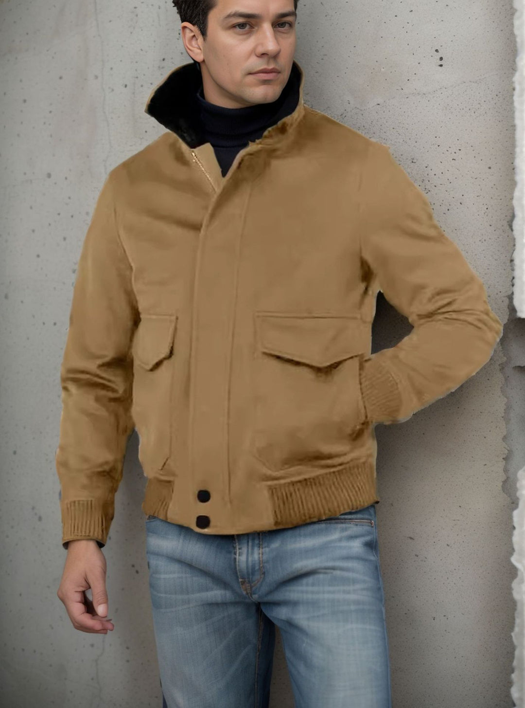 Herren modische Bomberjacke mit warmem Kragen Drune