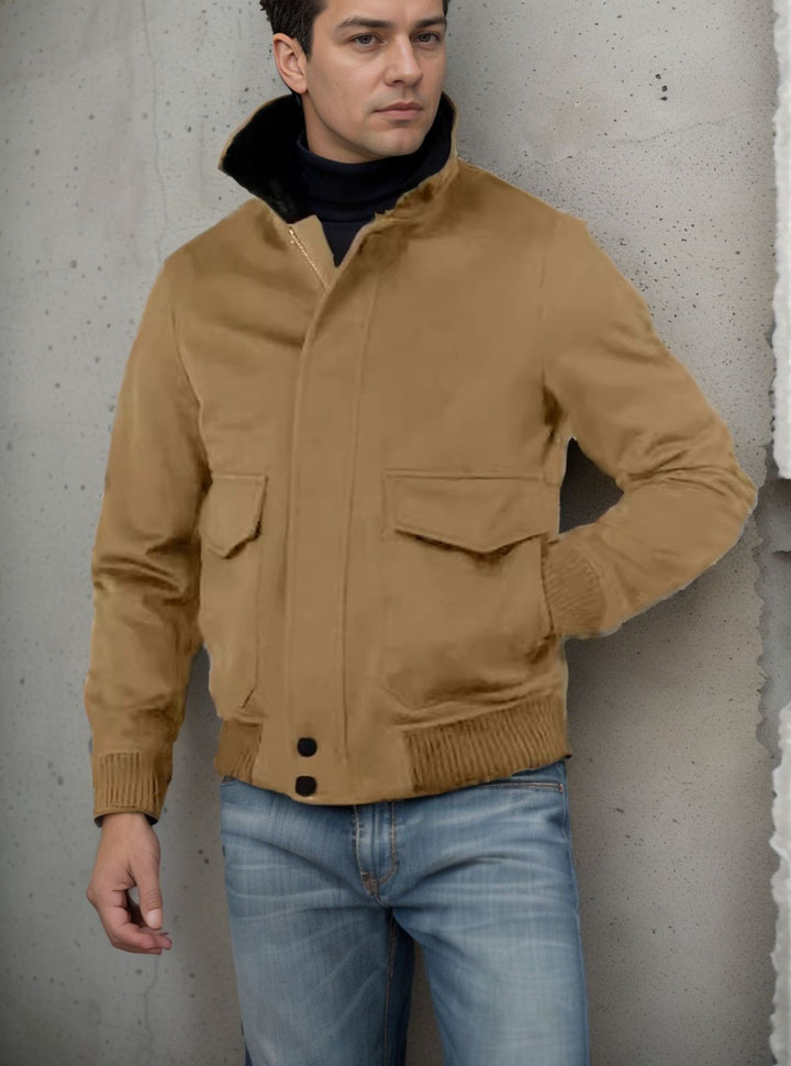 Herren modische Bomberjacke mit warmem Kragen Drune