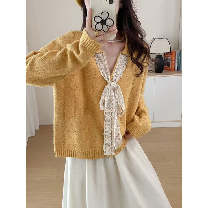 Damen Kaschmirpullover mit Spitzendetails und lässigem Schnitt Drune
