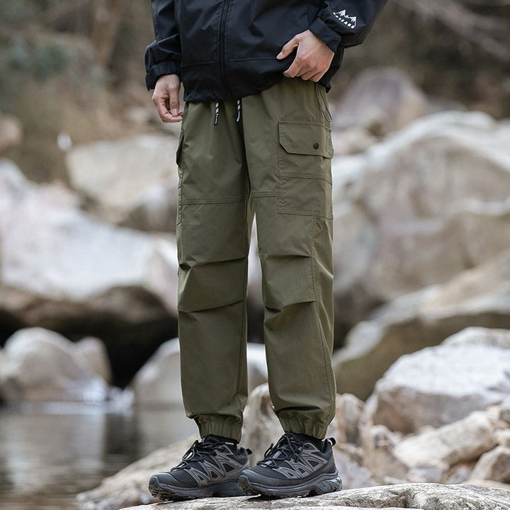 Herren Weite Relaxed-Cargo-Freizeithose mit Tunnelzugbund & Multifunktions‑Taschen Drune