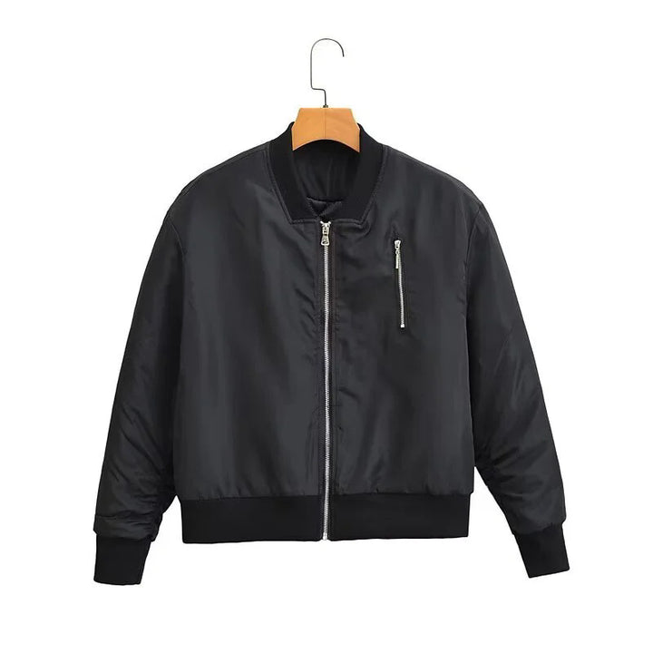 Damen nan windabweisende Satin-Bomberjacke mit Brustreißverschluss, Rippbündchen und leichter Thermofütterung Drune
