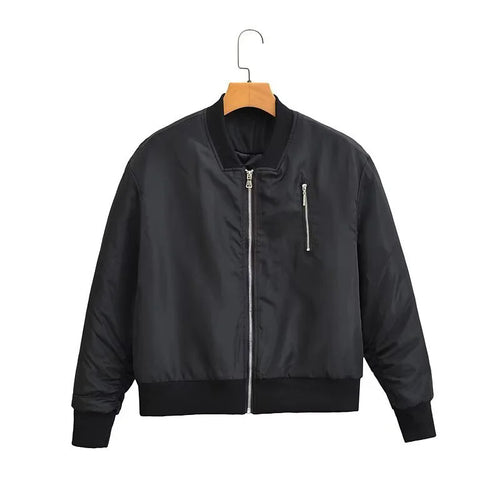 Damen nan windabweisende Satin-Bomberjacke mit Brustreißverschluss, Rippbündchen und leichter Thermofütterung Drune