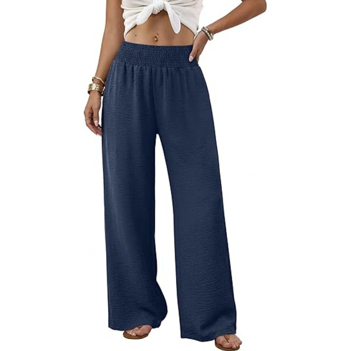 Damen Palazzo-Loungehose mit hohem Smokbund und weitem Bein Drune