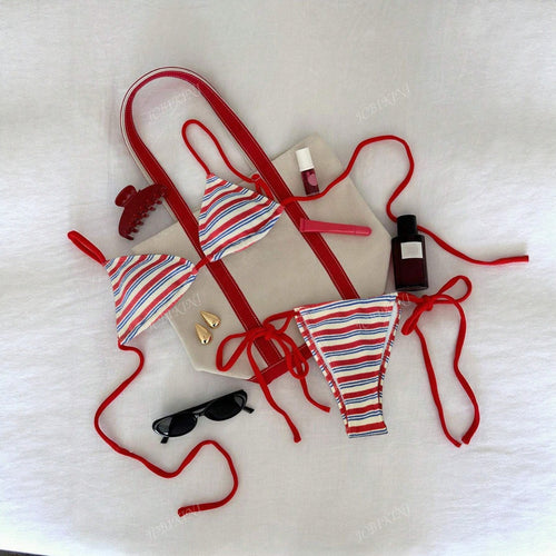 Damen Triangel-Bikini-Set mit verspieltem Design und regulierbaren Trägern Drune