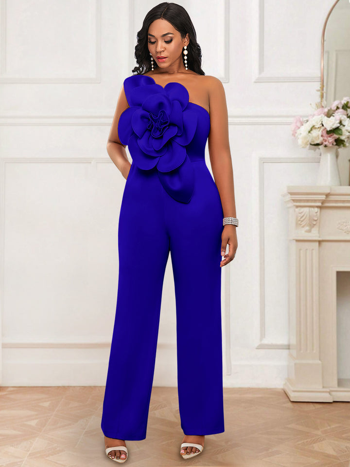Damen Eleganter Jumpsuit mit floralen Applikationen Drune