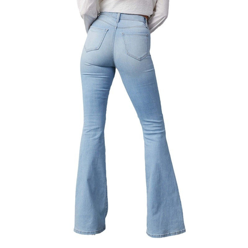 Damen Flared Jeans mit hohen Rissen und hohem Bund Drune