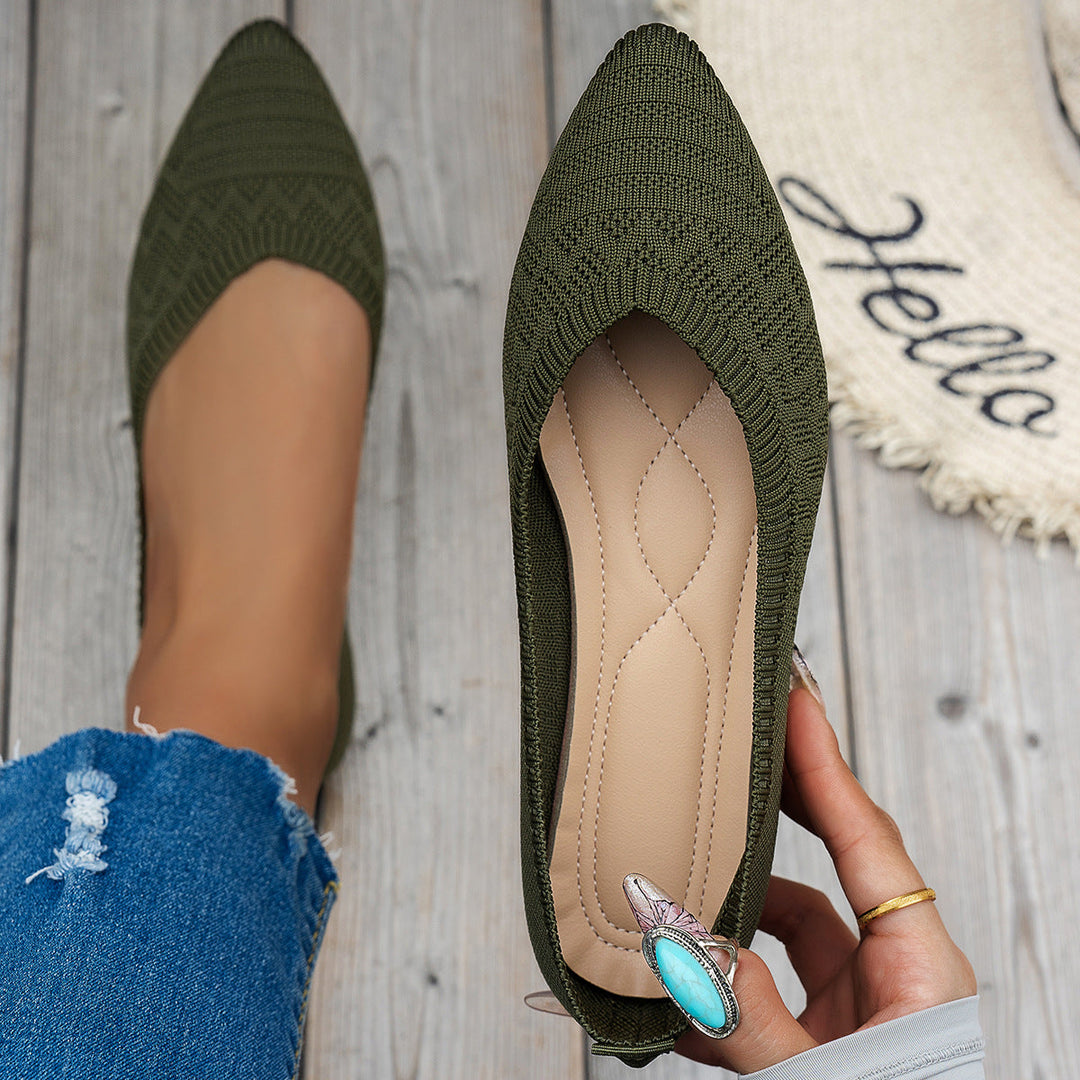 Damen Ballerinas mit kreativem Hahnentrittmuster und flexiblem Fußbett Drune