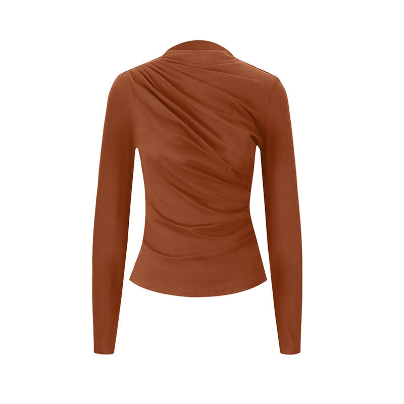 Damen figurbetontes Langarmoberteil mit eleganten Drapierungen Drune