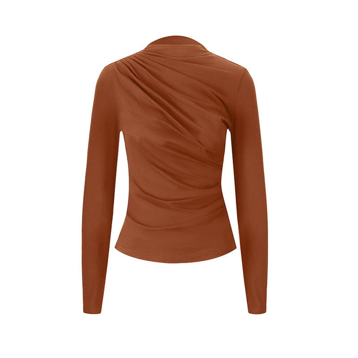 Damen figurbetontes Langarmoberteil mit eleganten Drapierungen Drune