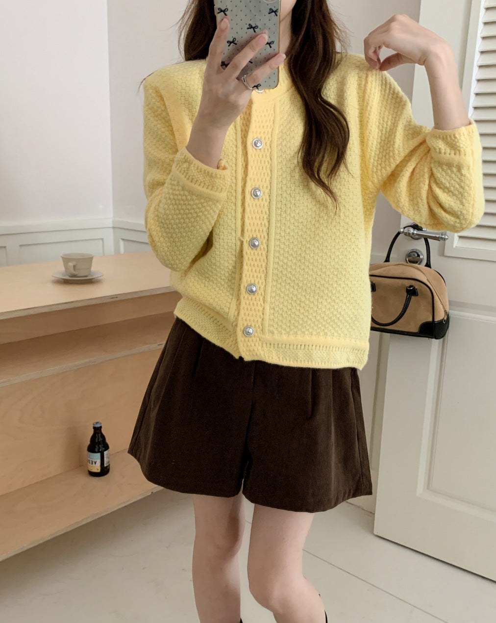 Damen Strickjacke mit strukturiertem Muster und hochwertigen Knöpfen Drune