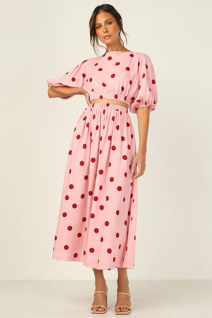Damen Maxikleid mit elastischem Taillenzug und voluminösen Ärmeln Drune
