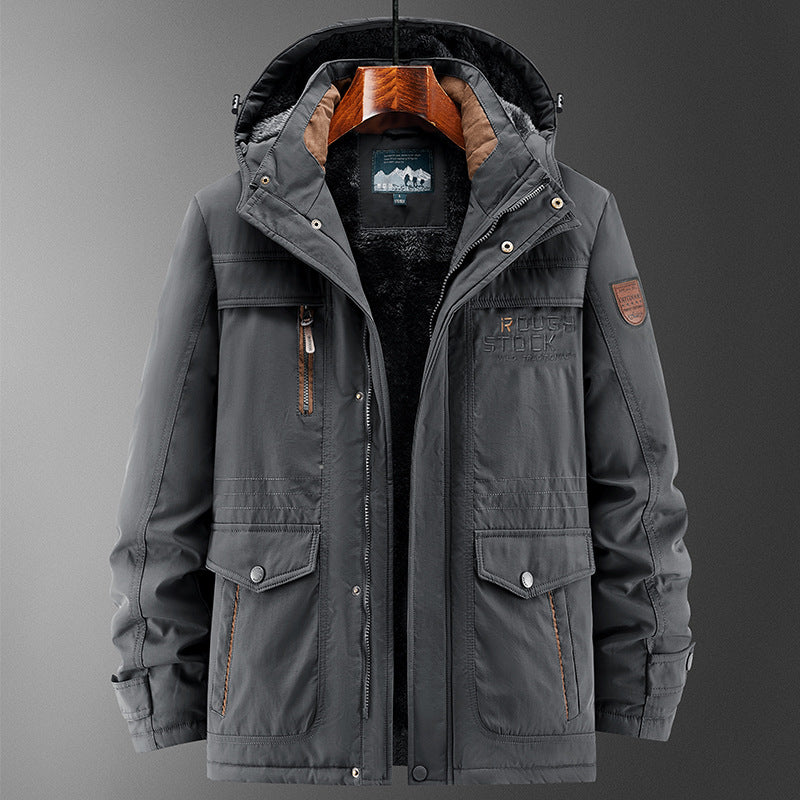 Herren Robuster gefütterter Field-Parka mit Teddyfutter, Kapuze und Multifunktions‑Taschen Drune