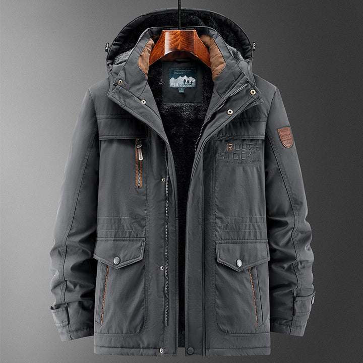 Herren Robuster gefütterter Field-Parka mit Teddyfutter, Kapuze und Multifunktions‑Taschen Drune