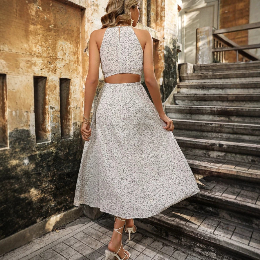 Damen Maxikleid mit floralem Design und schwingendem Saum Drune