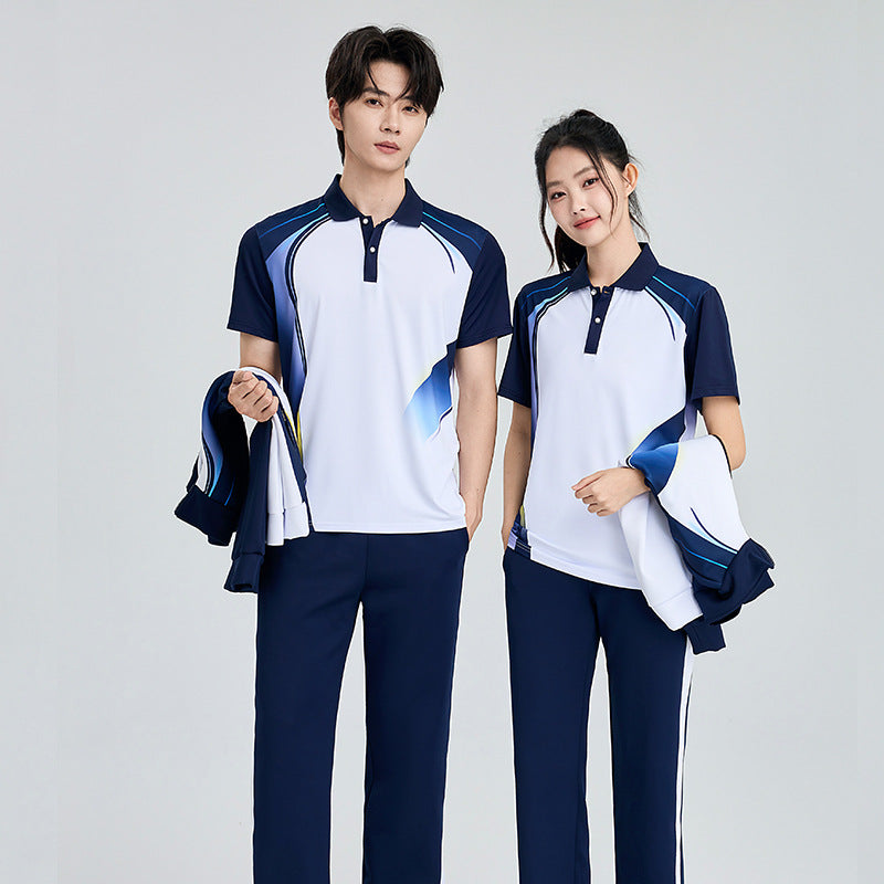 Unisex Badminton-Trainingsset mit Funktionspolo und sportlicher Jogginghose Drune