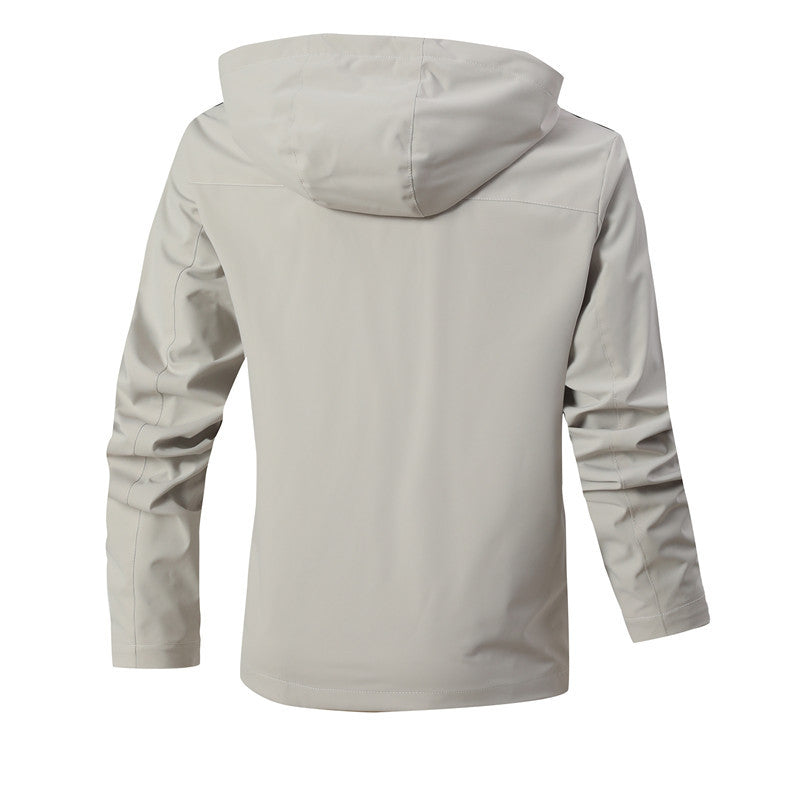 Herren Wasserdichte Softshell-Jacke mit Kapuze, reflektierenden Streifen und kariertem Innenfutter Drune