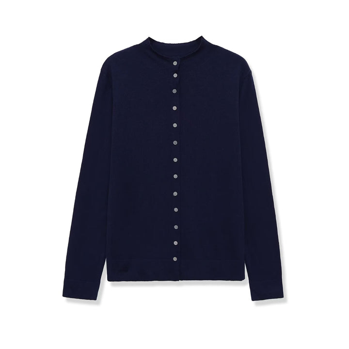 Damen Feinstrick-Cardigan mit Knopfleiste und Rundhalsausschnitt Drune