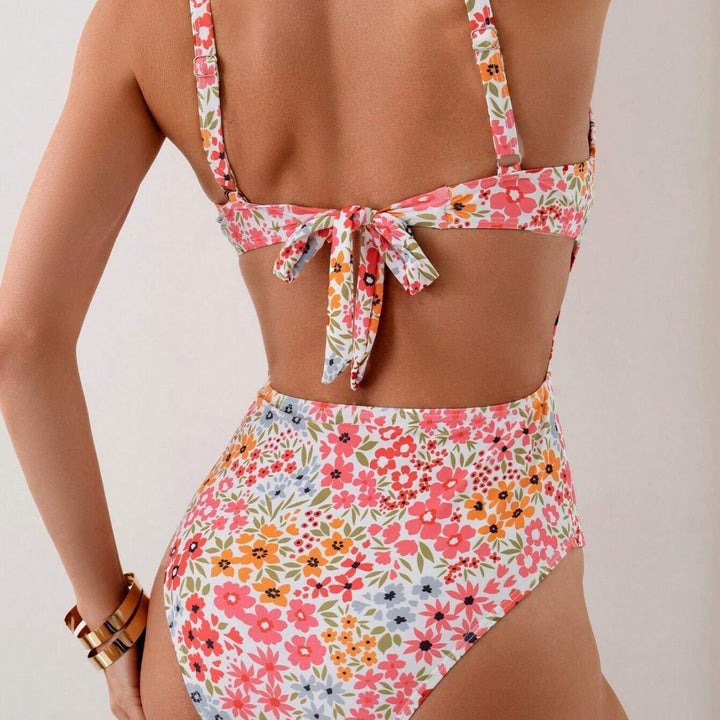 Damen Einteiler Badeanzug mit floralem Muster Drune