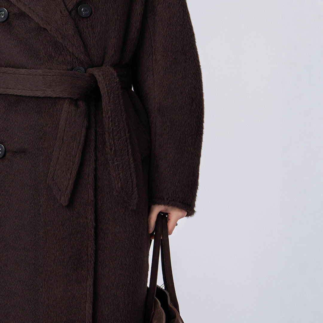 Damen Luxuriöser Doppelreihiger Fleece-Mantel Drune