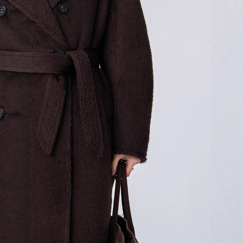 Damen Luxuriöser Doppelreihiger Fleece-Mantel Drune