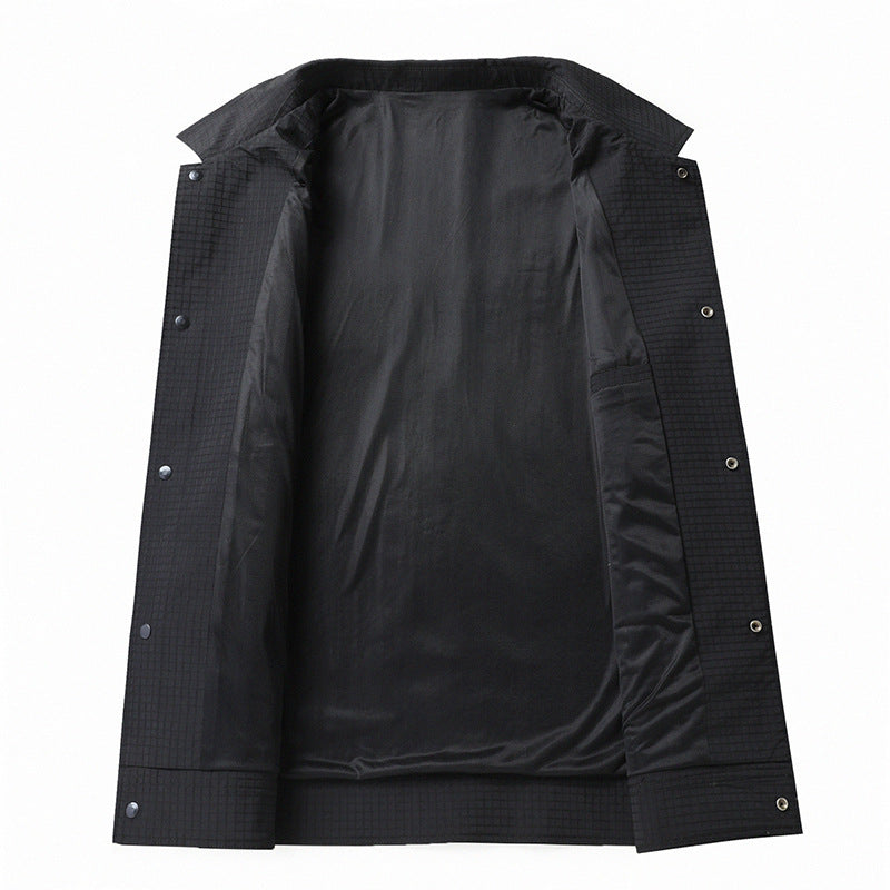 Herren Leichte strukturierte Coach-Jacke im Overshirt-Stil mit Druckknopfleiste und aufgesetzten Taschen Drune