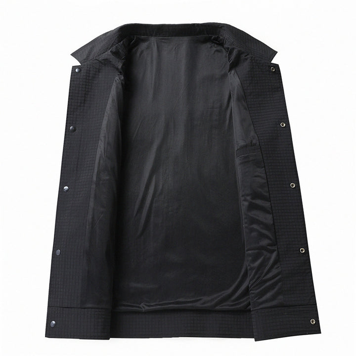 Herren Leichte strukturierte Coach-Jacke im Overshirt-Stil mit Druckknopfleiste und aufgesetzten Taschen Drune