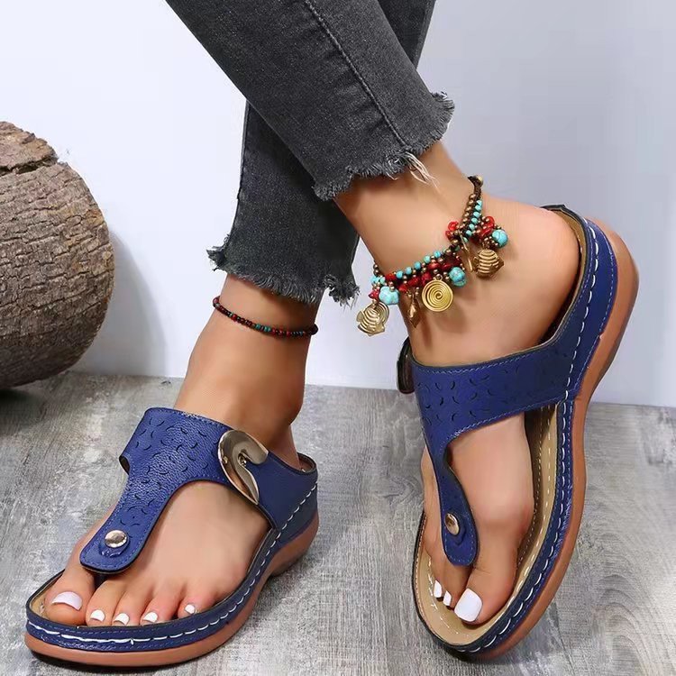 Damen Komfortable Zehentrenner-Sandalen mit anatomischem Fußbett und modischem Riemendesign Drune